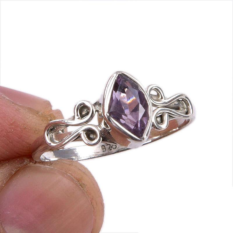 

Natural Pink Amethyst Gemstone Handmade 925 Sterling Silver Gift Ring S.8 q0e64