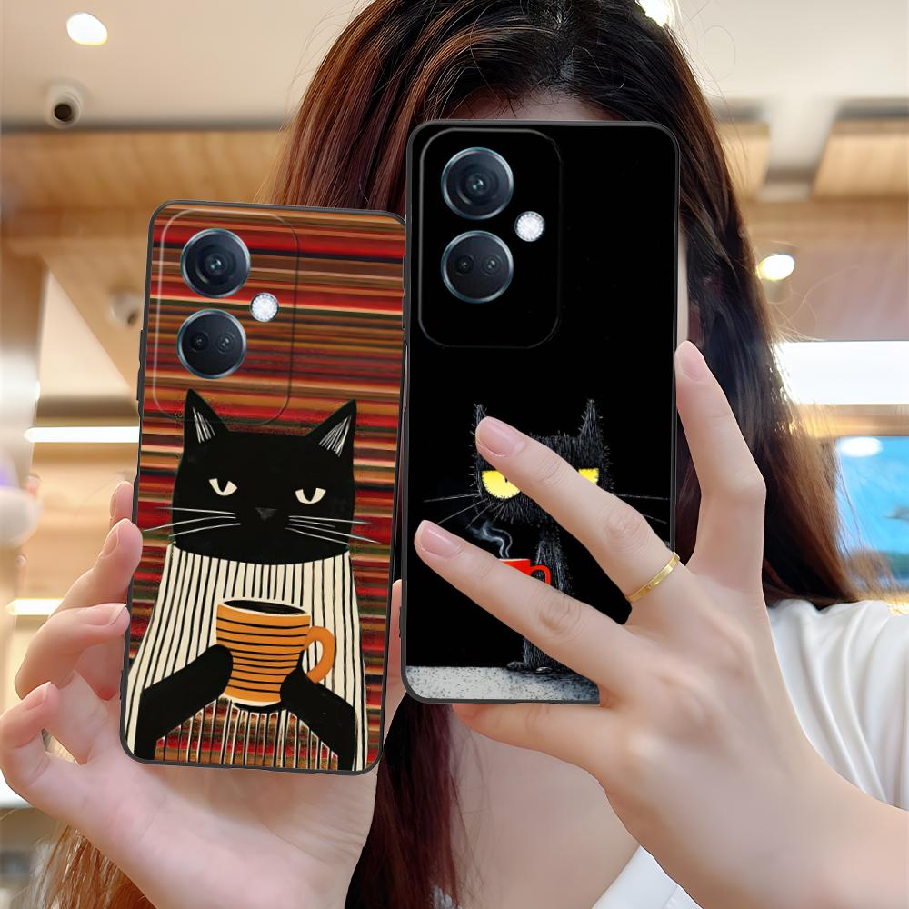 Cute Coffee Cat Matte TPU Mobile Phone Case for OPPO Find X9 X8 X7 X6 X5 X3 X2 Plus s Pro Ultra Lite Colorful Printing Cover