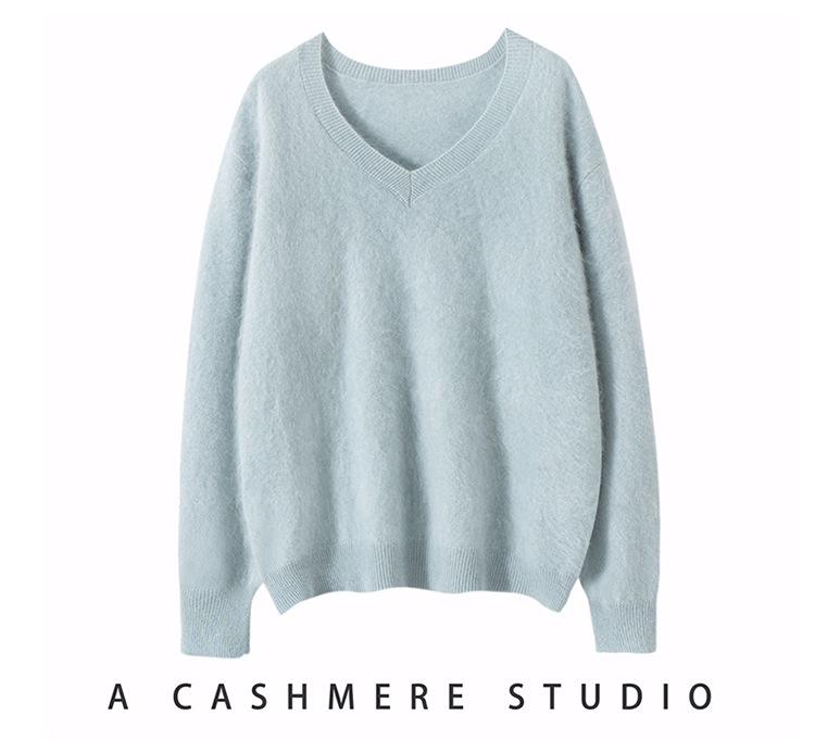 Kang Sai Ni Women's 100% Cashmere Long Brushed Sweater, Old Money Style Knitwear