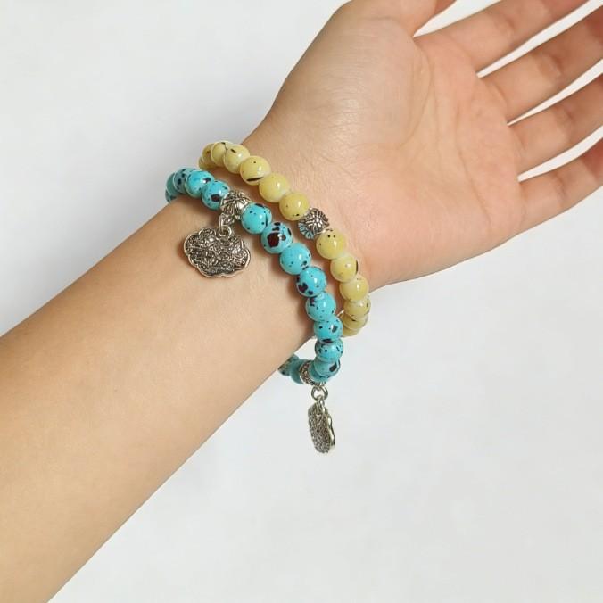 Neuer Chinesischer Ethnischer Stil Langlebigkeits-Schloss Perlen-Spleiß-Armband Herren- und Damen-Nischen-Design Vielseitiger Retro-Freundin Hand Schmuck