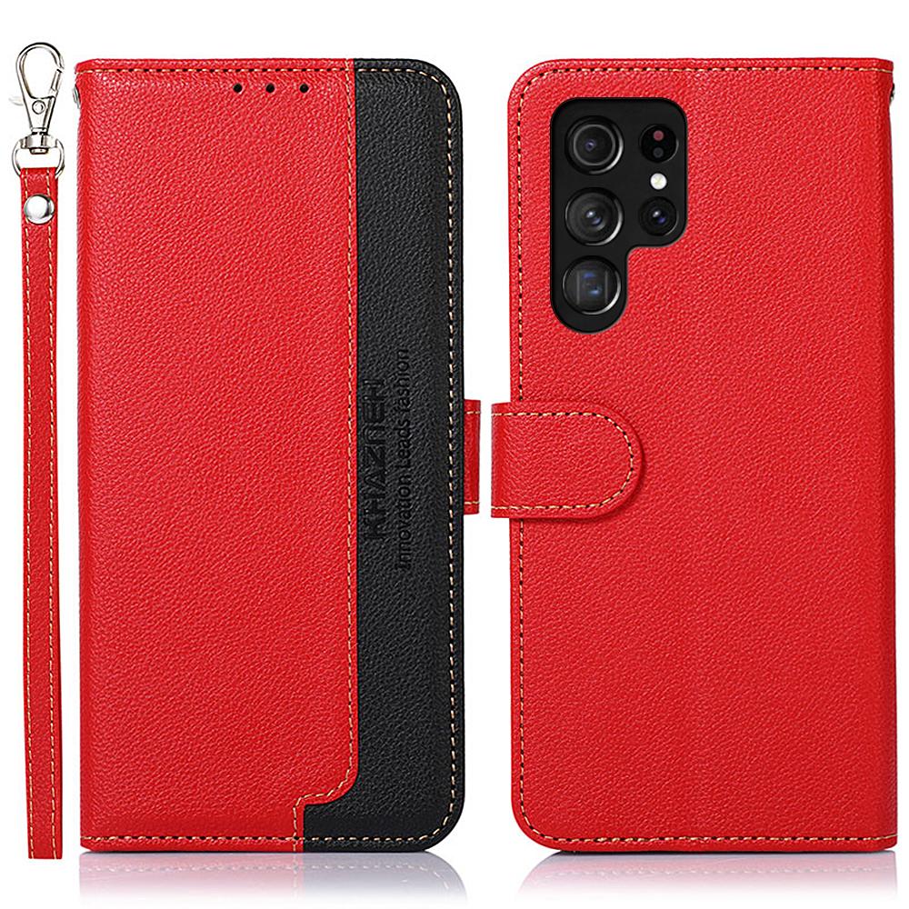

KHAZNEH For Samsung Galaxy S24 Ultra Case Leather Cell Phone Cover Wallet with RFID Blocking Red