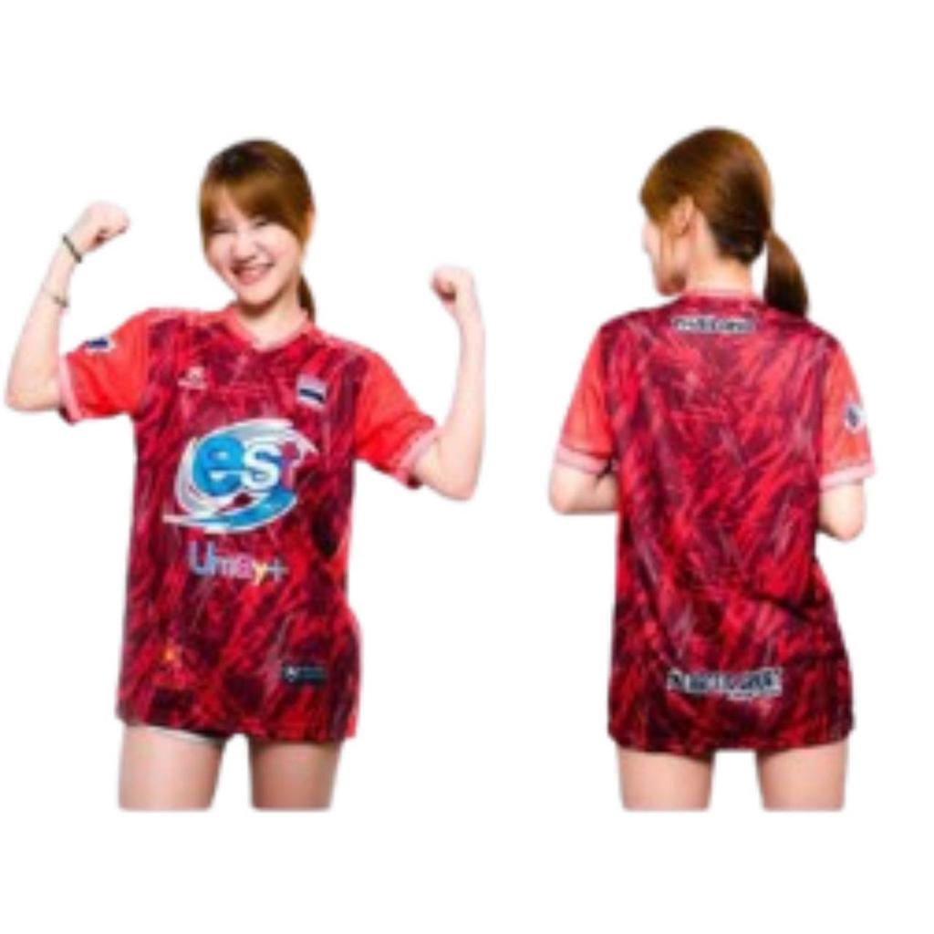 THAILAND National Volleyball Men Training JERSEY CHEER Fan Print Quick Dry V Neck Shirt Short Sleeve Uniform Thailand Logo Unisex Sport Indoor
