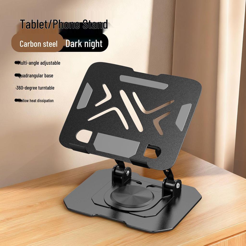 Foldable Metal Laptop & Tablet Stand with 360° Rotation and Double Rod Support
