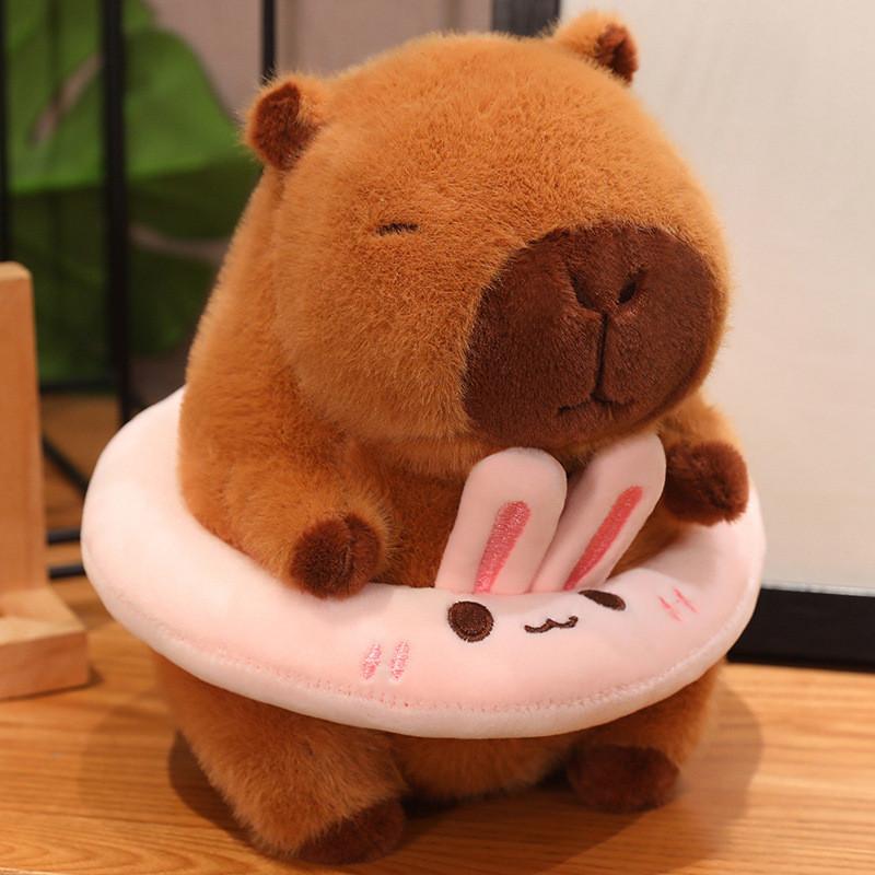 Capybara Cute Plush Toy With Detachable Swim Ring Soft Stuffed Animal Doll