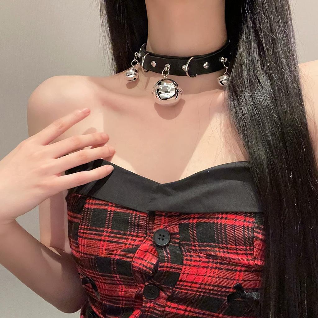 Ρυθμιζόμενο Κολιέ Choker Κουδουνάκι Unisex με Αλυσίδα Λουρί, Γοτθικό Punk Cosplay Κολιέ Κοσμήματα για Άνδρες Γυναίκες Καθημερινό Πάρτι