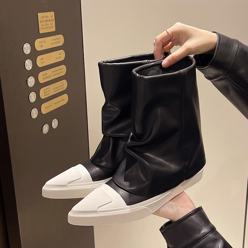 Pointed Toe Women High Boots Leather Fashion Winter Shoes New Brand 2025 Trend Knee High Gladiator New Motorcycle Botas De Mujer