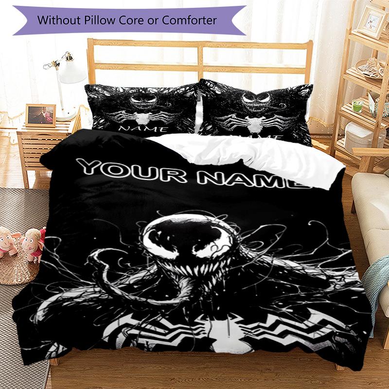 3pcs Venom4 Cover Set - Personalized Name, HD Printed Bedding with 1 Cover and 2 Pillowcases - Perfect for Home Decor, Easy Care
