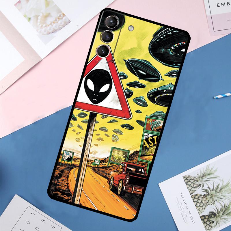 Cartoon Alien Case For Samsung Galaxy S25 Ultra S21 S22 S23 S24 Ultra S9 S10 Plus S20 FE S25 FE Back Cover