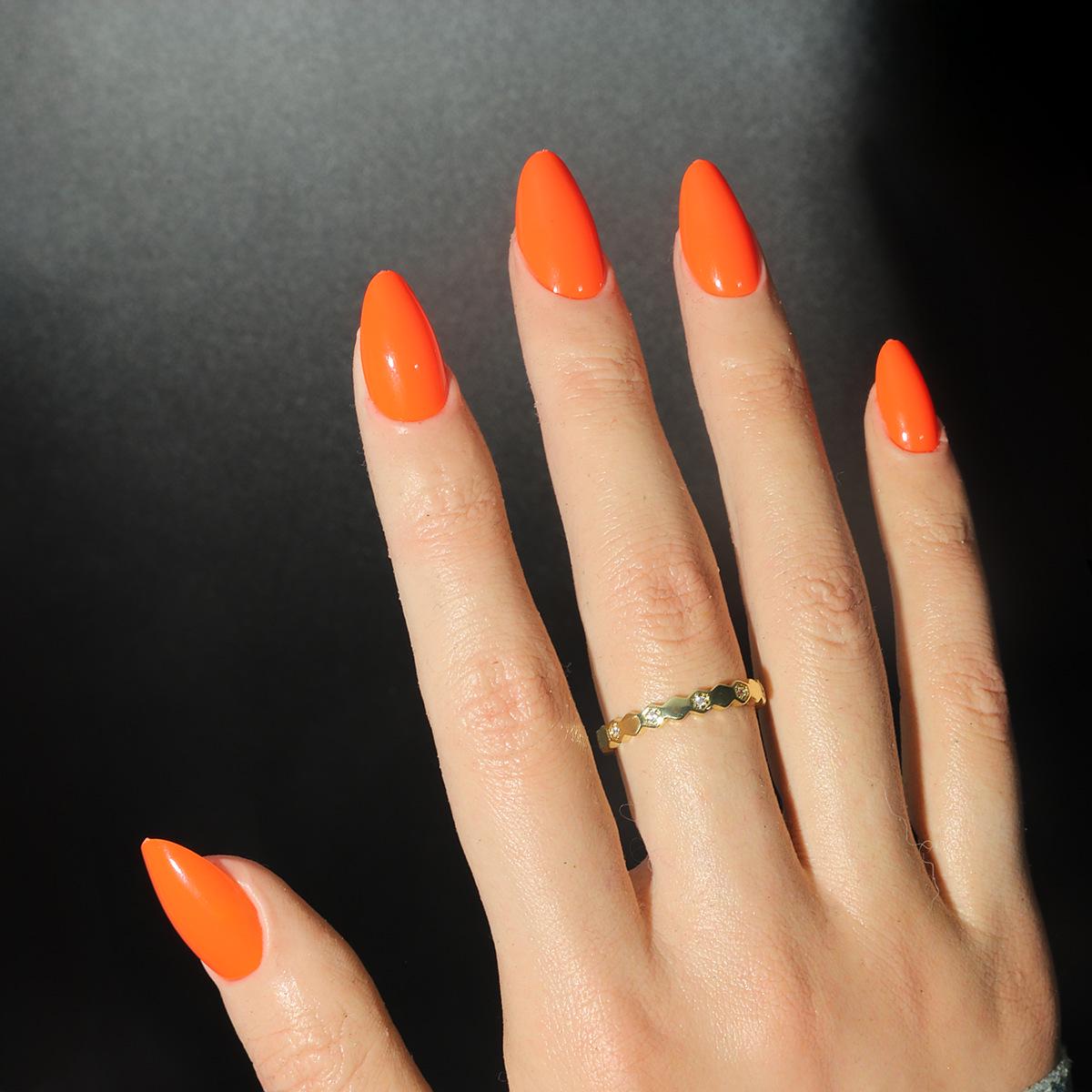 Набор solid-глянцевых миндальных коротких накладных ногтей - 30 съемных штук Glue Type