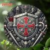 Vintage Metal Wall Art Knight Cross Decor 8x8 Inches Retro Medieval Tin Sign for Home Man Cave Bar