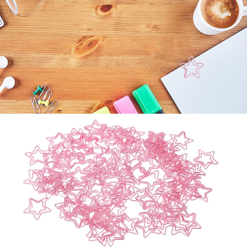100PCS Paper Clips Cute Star Shape Metal Plating Bright  Small Paperclips for Office School H