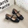 New Spring Autumn Women Mary Jane Shoes Fashion Butterfly-knot Shoes Street Style Casual Thick Heel Dress Leather Pumps