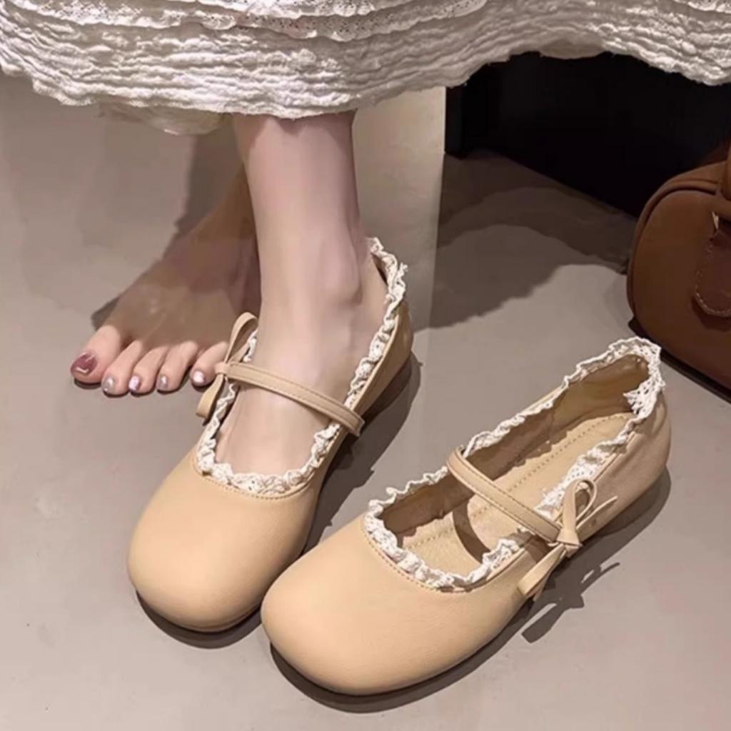 2025 spring and summer new French low-heeled Mary Jane single shoes women's skirt evening shoes shallow mouth Lolita small leather shoes