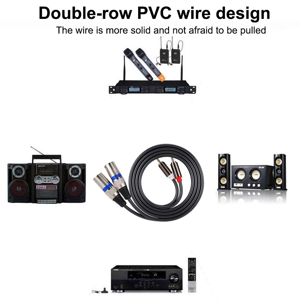 Male To XLR Male Audio XLR Conversion Interface Patch PVC for Audio Microphone Adapter, Cable, Cable, Approx. 1.5M Length, Cable, Cord, 2-Row Wire,
