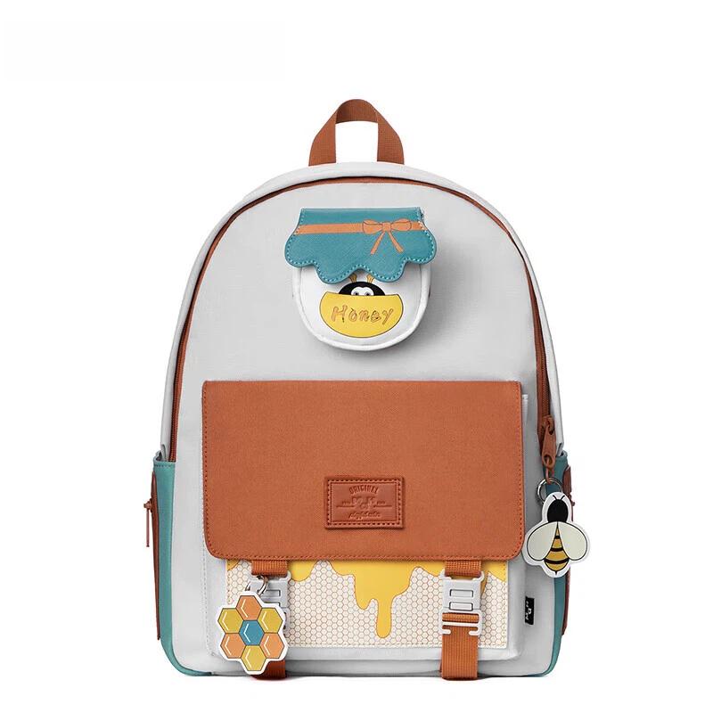 Mr.ace Homme Bee Series Backpack, Travel Bag, Sport Bag, Casual and Cute, Little Bee + Coin Purse