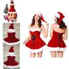 Elegant Red Velvet Sexy Women Christmas Fancy Dress Santa Claus Costume Outfit Hat