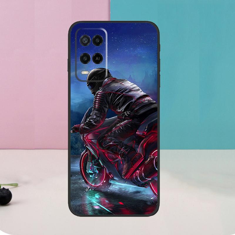 Neon Motorcycle Biker Case For Oppo A5 Pro A6 A15 A16 A76 A96 A17 A57 A98 A58 A78 A18 A38 A54 A74 A94 A40 A60 A80