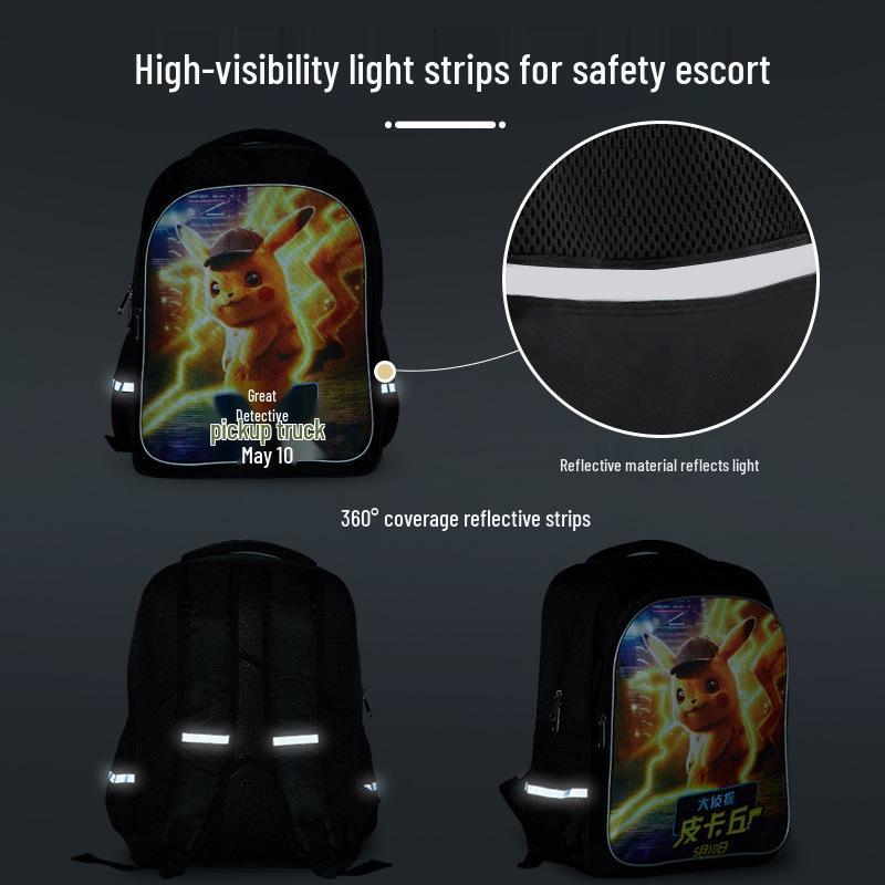 Cross-border Classic Mountains & Seas Stick Figure Kids' Backpack for Grades 1-6 - Load-Reducing Double Shoulder Bag for Boys