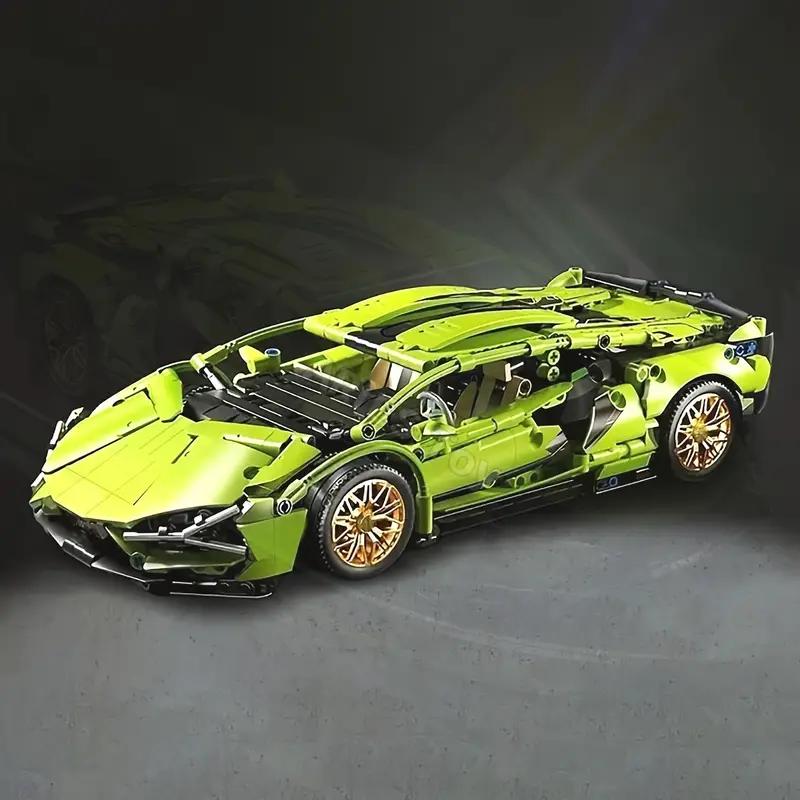 Non-Toxic 1690-Piece Sports Car Building Set Green Abs Living Room Bedroom Decor