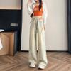 Women's Slimming Patchwork High-Waist Wide-Leg Jeans for Spring & Autumn 2025 – Loose Fit Straight-Leg Design