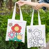 DIY Coloring Canvas Bag Cute Animal Plant Space Designs Kids Tote Reusable Shopping Tote for Children School Outing Picnic