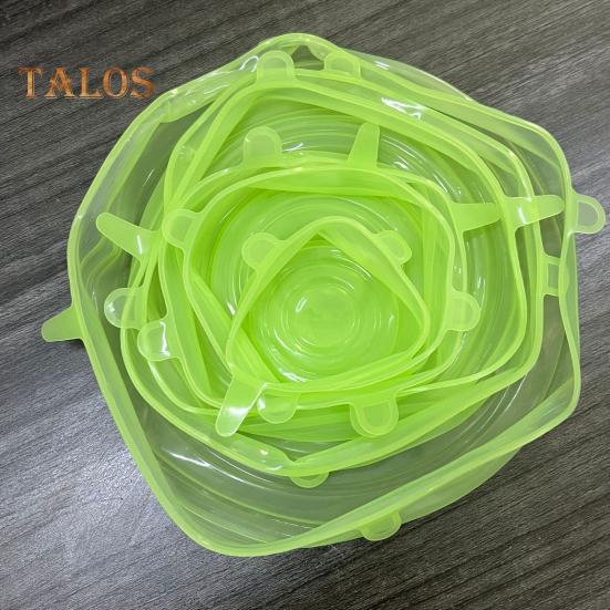 6Pcs Silicone Lid Cover Set Spill-proof Leak-proof Kitchen Helper Multi-size Fresh-keeping Lids for Containers High Low Temp Resistant Bowl Covers