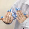 HANDMADE Artificial Nail Zodiac Sign - Aquarius Almond Hand Painted Blue Phototherapy Nails Fake Nails Reusable and Removable Nails