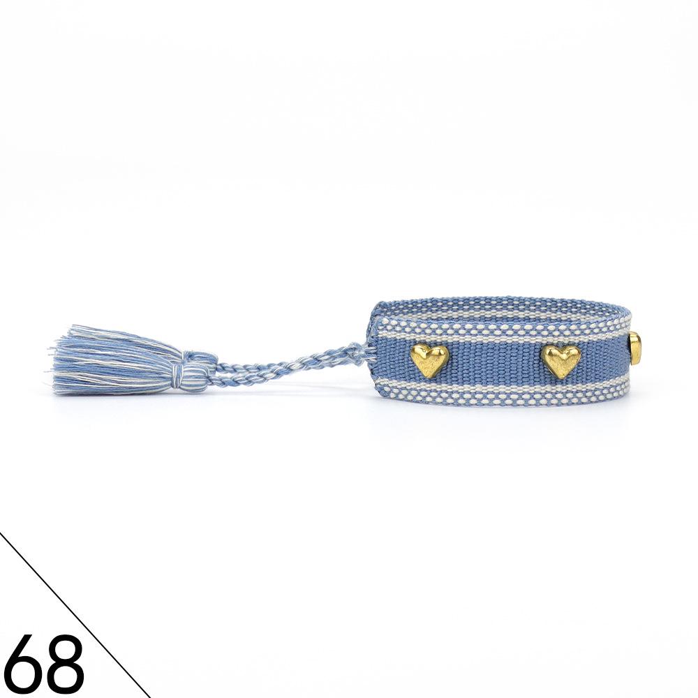 European and American Rivet Metal Heart Tassel Woven Bracelet for Women