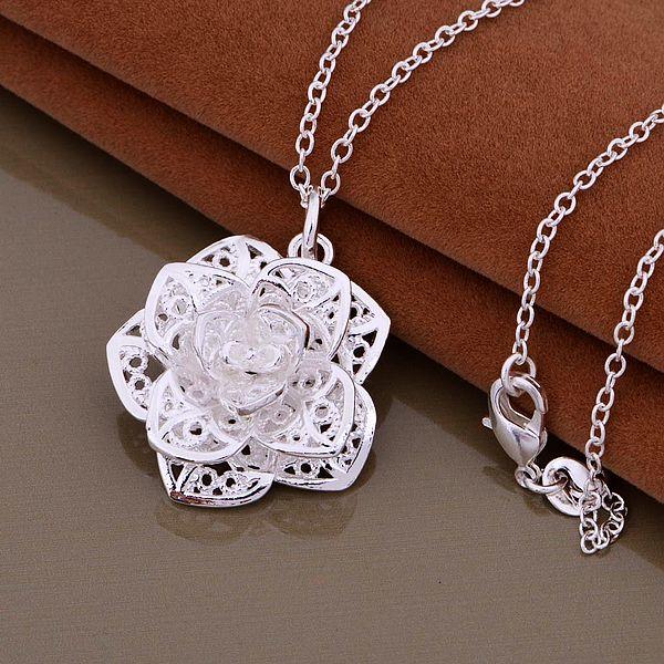 45CM Copper Necklace Charms Pretty Fashion Cute Nice Jewelry Wedding Noble Elegance Women Classic Flower Pendant