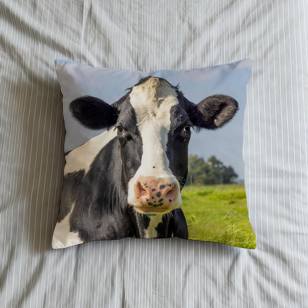 Poduszka Czarna Poszewka Biała Miękkie Etui Sofa Zabawny Salon Holsteinski Dom Wygodny Biuro Wystrój Ochronny Krowy Poduszka