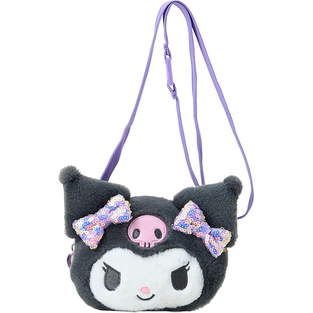 Sanrio Kuromi Face Shaped Neck Coin Case Cotton Polyester PVC Wallet Age 3 and Up