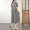Short Sleeve Plus Size Cotton Lace Vintage Plaid New In Dresses for Women Casual Loose Long Summer Dress