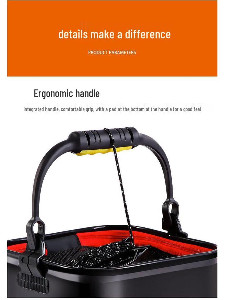 Nouveau Style Équipement de Pêche Pliable Épaissi: Seau à eau carré pour poissons vivants et pêche à la roche