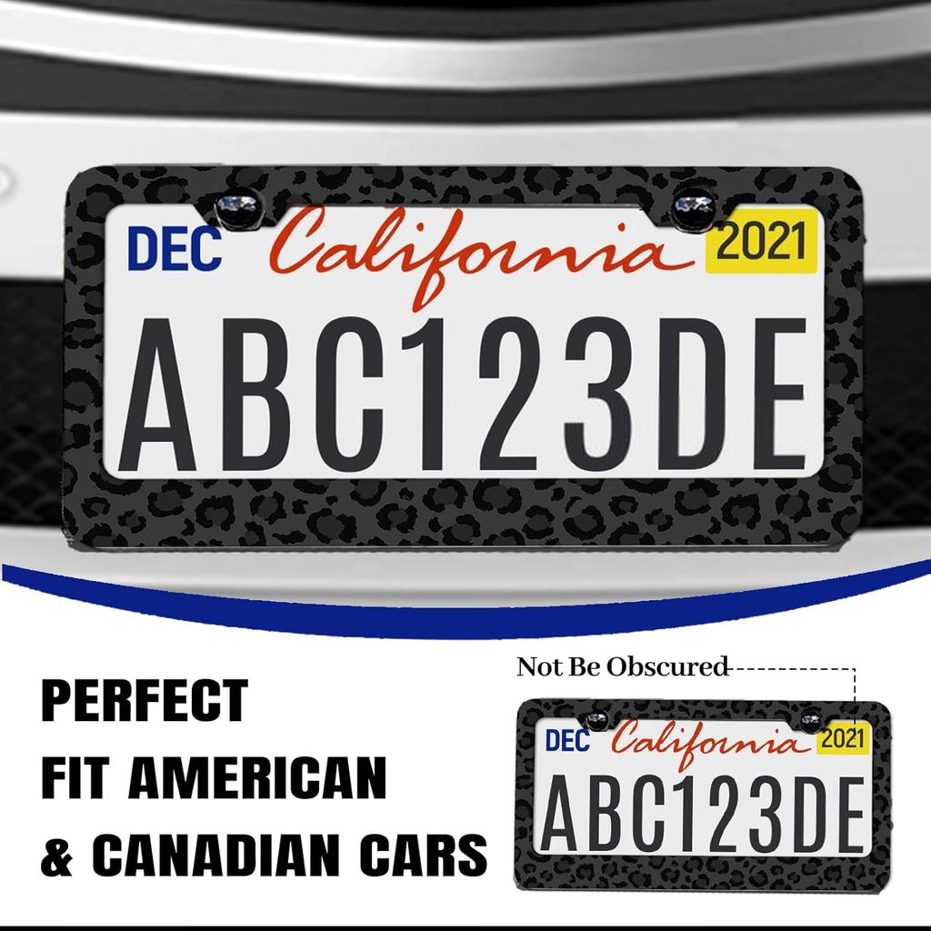 Black Leopard Print License Plate Frame Cheetah Animal Print License Plate Holder For Car Accessories For Car Decor Fits Standard Us Vehicles Size 12