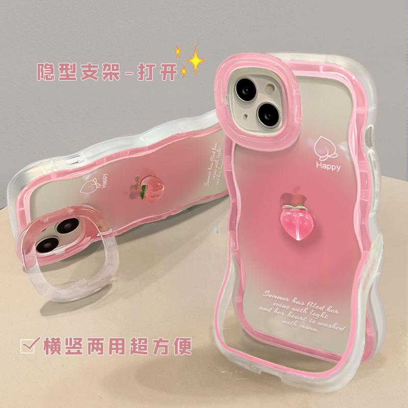 Applicable To Apple 11 Series Mobile Phone Case iPhone11promax Smudged Peach Doll 11 Double Bracket 11 Women
