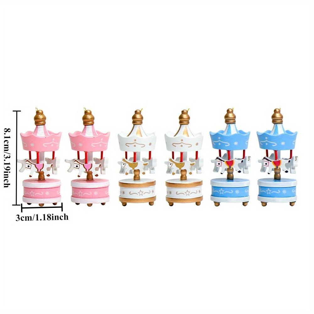 Christmas Wooden Carousel Horse Miniature Ornaments Christmas Tree Hanging Pendants New Year Gift Toy For Kid Home Party Decor