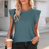 Women Solid Color Waffle Crew Neck Loose Short Sleeve Casual T Shirt Top
