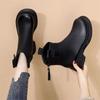 Chelsea soft leather single boots women's autumn and winter new velvet warm thick-soled thin Martin boots women