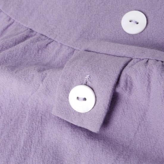 Women Dress Loose Fit Mid Length Double Pockets Button Decoration Round Neck Short Sleeve Boho Style Summer Dress Workwear