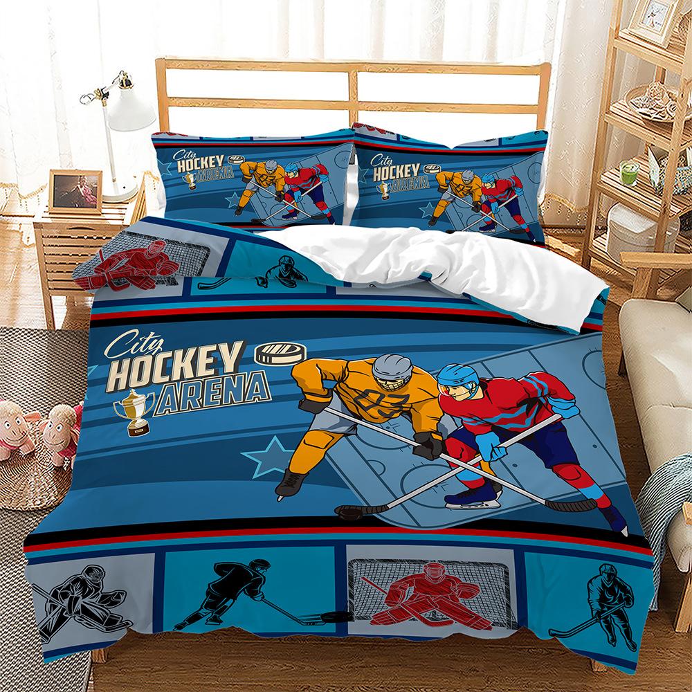 Ice Sports 3D Digital Printing Bed Three-Piece Quilt Cover Kit