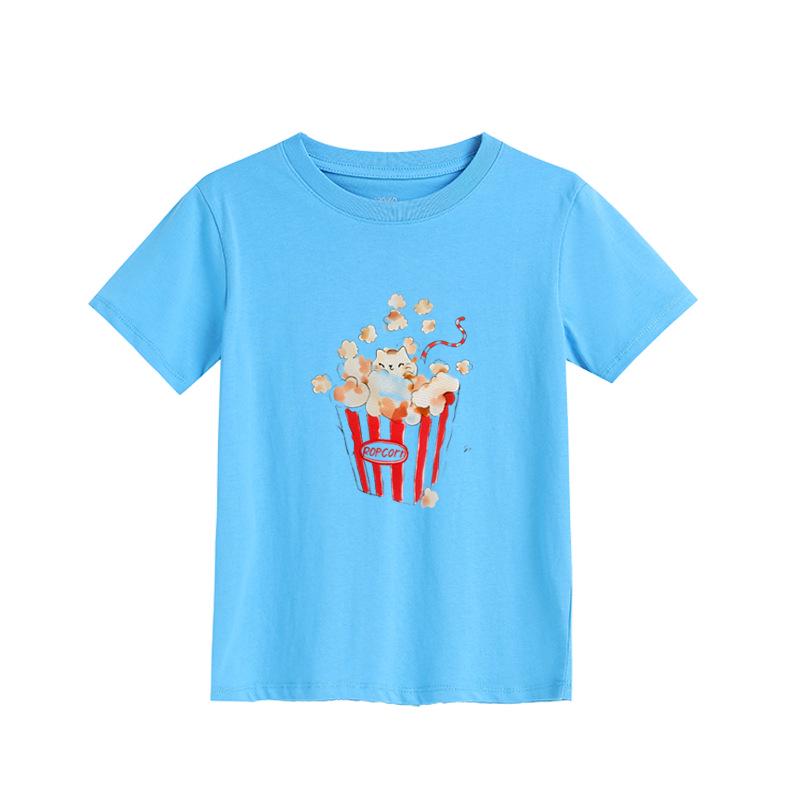 Girls' Fashion Print Short-Sleeve T-Shirt - Casual Summer Top for Kids