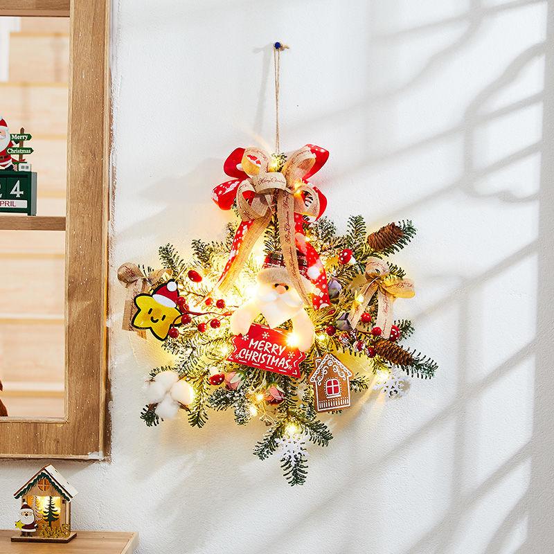 Rattan Christmas Wreath Hanging Ornament for Door & Wall Decoration