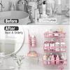 5 Pack Shower Caddy Organizer Rack Shelf for Inside Shower, Adhesive Bathroom Wall Storage Basket Rustproof Stainless Steel Shampoo Holder, Girly