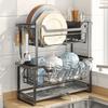 1pc Drain Rack Kitchen Dish Rack Sink Side Dishware and Tableware Storage Rack Modern Countertop Narrow Storage Rack Installation-free Rack