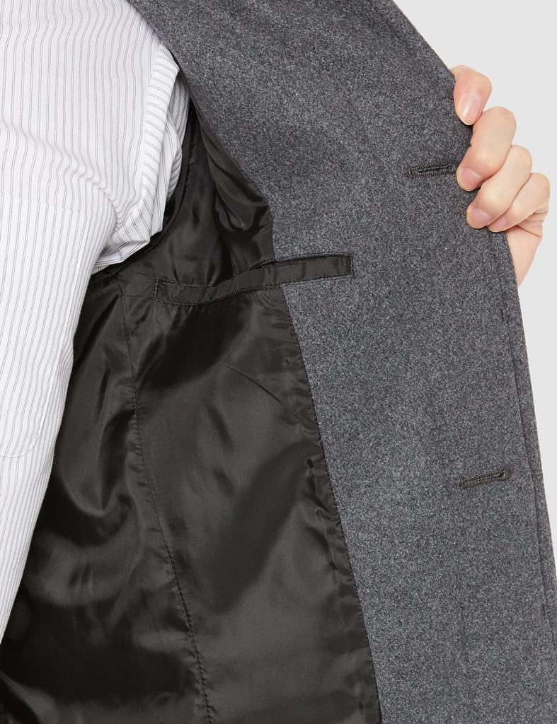 Takakyu Melton Coat with Italian Stand and Flying Fully Cold Weather Size XL Men's Wool-Blend Collar, Collar, Pattern, Lined, Protection, Gray,