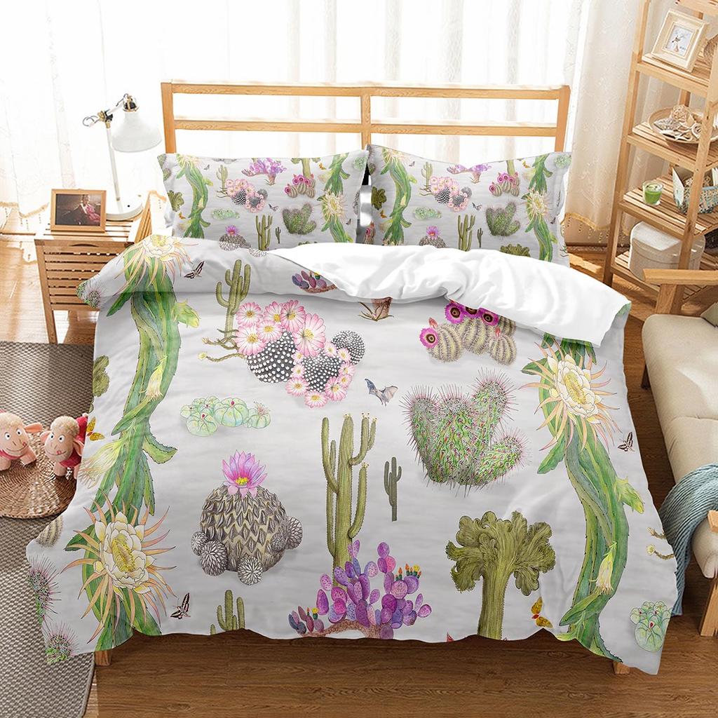 Cactus Duvet Cover Set Desert Plants Pattern Comforter Cover Double Single Size For Kids Teens Adults Bedding Set Quilt Cover