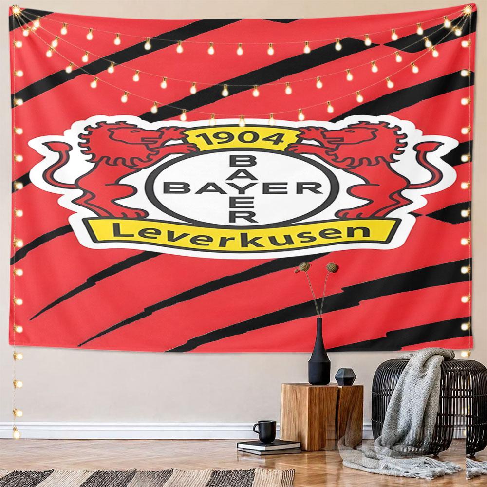 "Bayer Leverkusen Emblem on Red Pattern" Pattern Wall Hanging Tapestry Decorative Tapestry Home Decor for Bedroom and Living Room