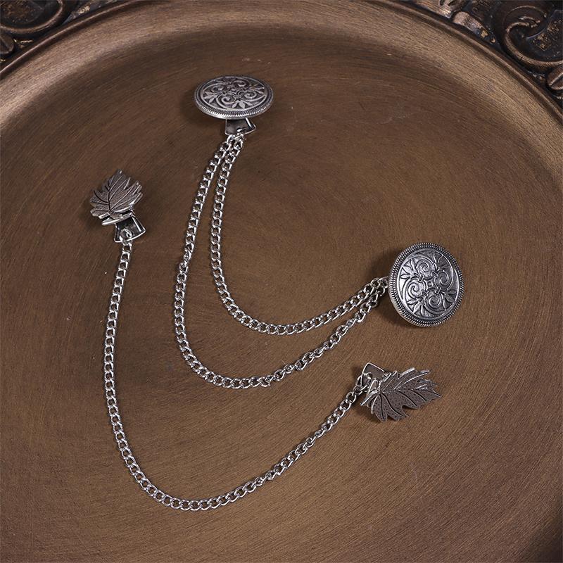 Vintage Leaf Round Flower Chain Cardigan Clip Lady Retro Tassel Buckles Cloak Shirt Scarf Brooch Pin Jewelry
