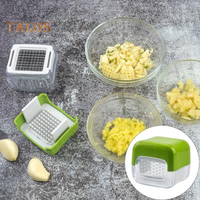 Knoblauchpresse, Stampfer, Würfelwerkzeug, BPA-freie Klingen aus rostfreiem Stahl, zerkleinert Knoblauch und Ingwer, leicht zu reinigen, aufzubewahren, langlebiges Küchengerät