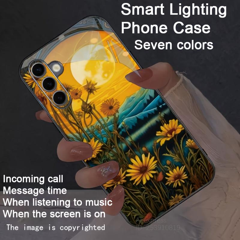

Western Leopard Print 3D Sunflower Phone Case LED For Galaxy Z Fold 7 4 5 Z Fold6 zFold6 Zfold7 Shockproof Luminous Back Cover Galaxy Z Fold 7